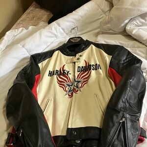 Harley-Davidson Black and Cream Leather Jacket
